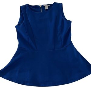 H&M Sleeveless Peplum Top Royal Blue Size Small